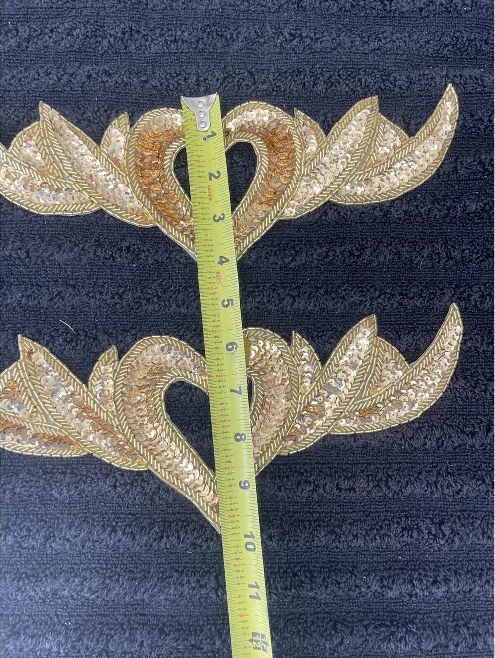 APPLIQUES GOLD MIRROR PAIR SEQUIN BEADED SEWING CRAFT SUPPLIES Heart Shape